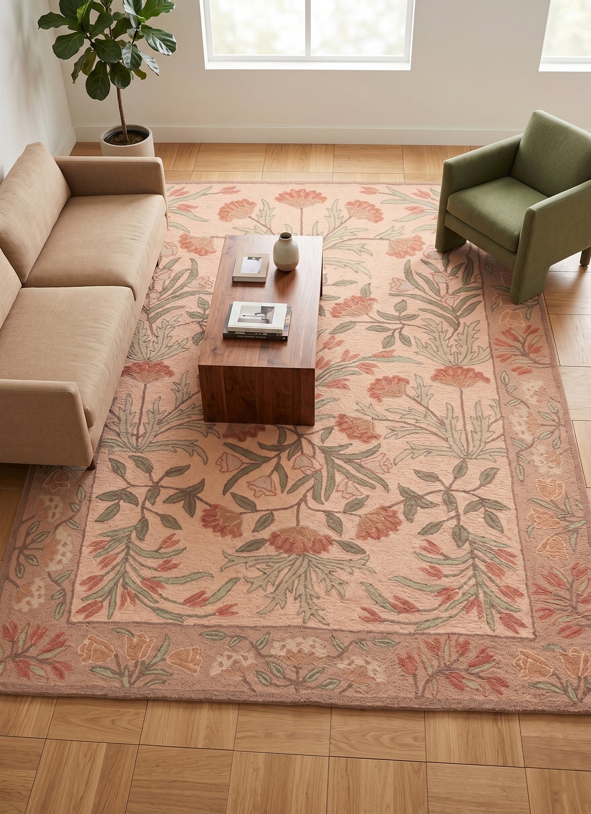 Hand-Tufted Adeline Wool Rug with Traditional Floral Tulip Design
