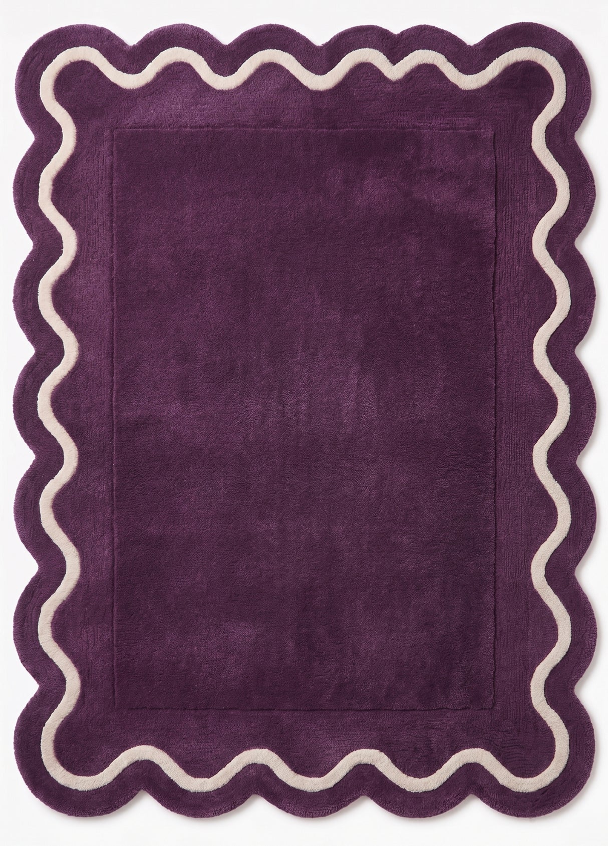 Modern Hand Tufted Wool Rug | Handmade Scalloped Border Carpet