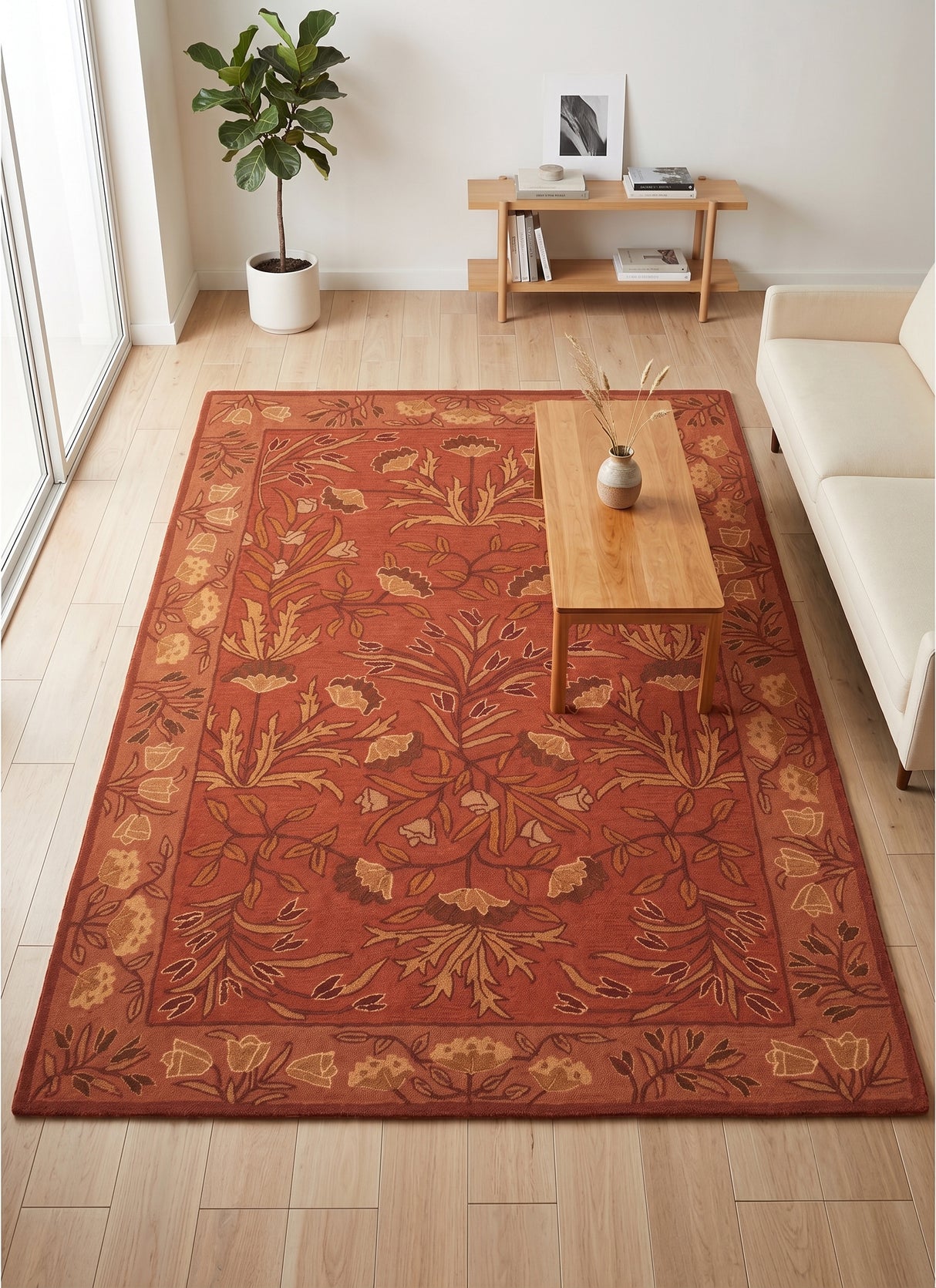 Hand-Tufted Adeline Wool Rug with Traditional Floral Tulip Design