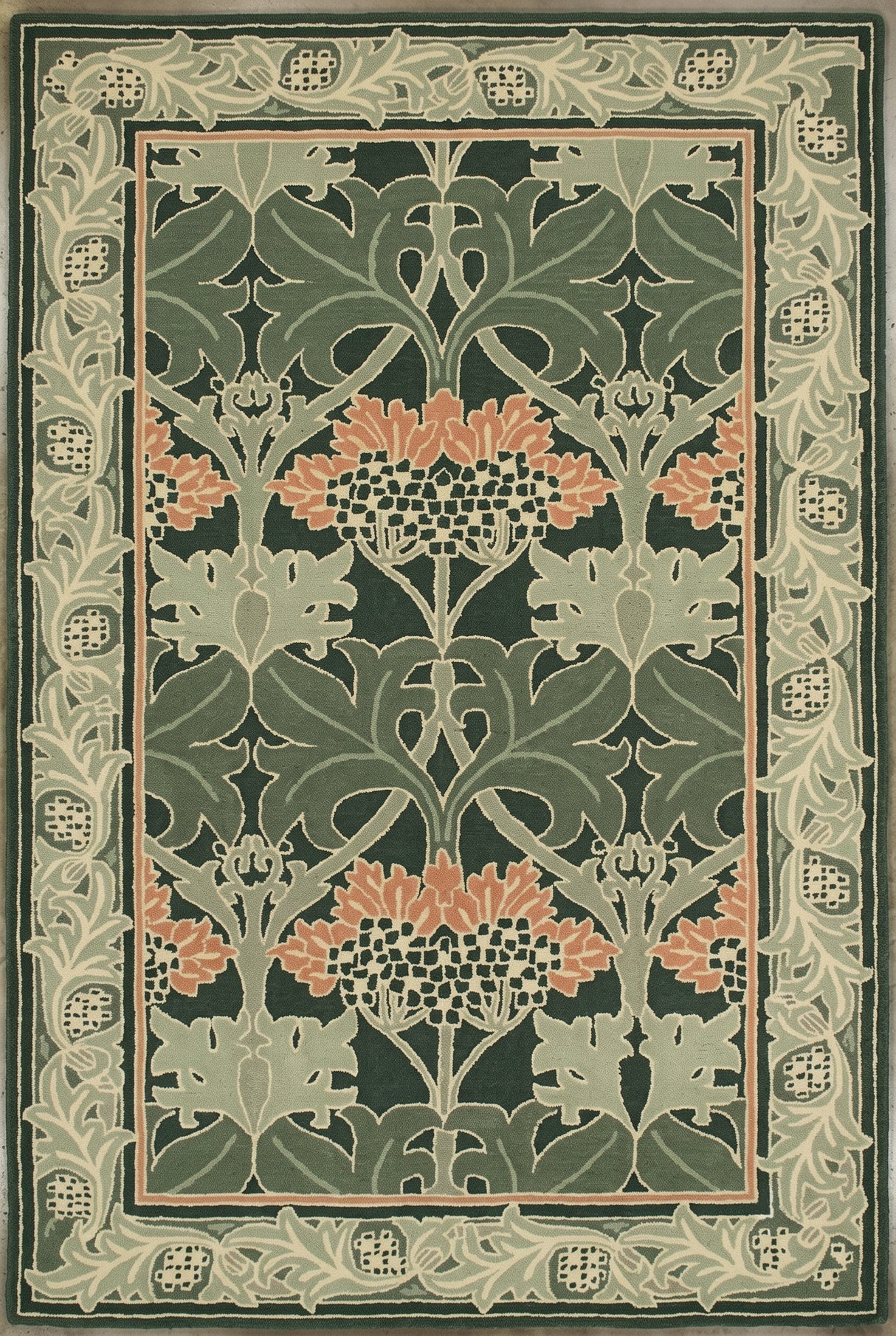 Handmade W Morris Traditional Oriental 100% Wool Area Rug