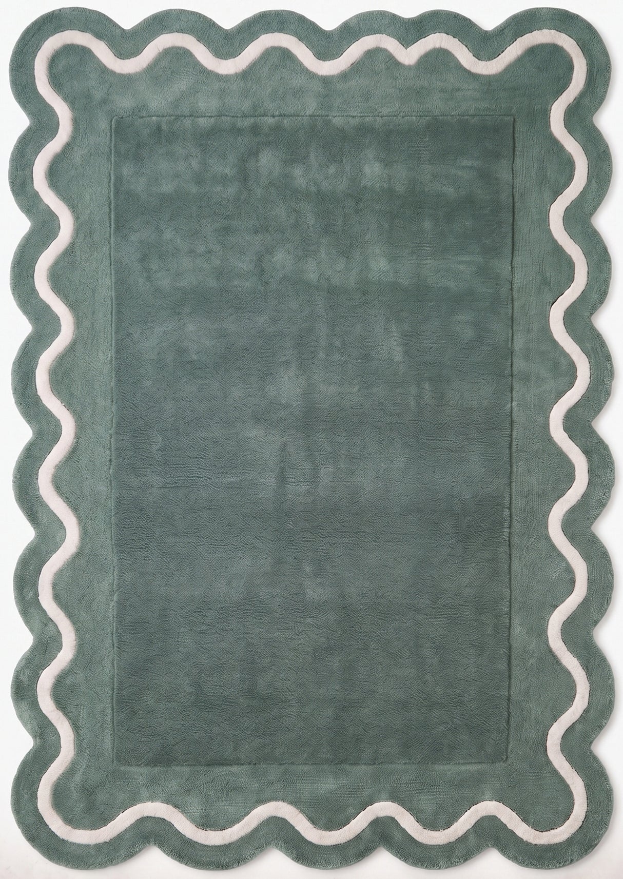 Modern Hand Tufted Wool Rug | Handmade Scalloped Border Carpet