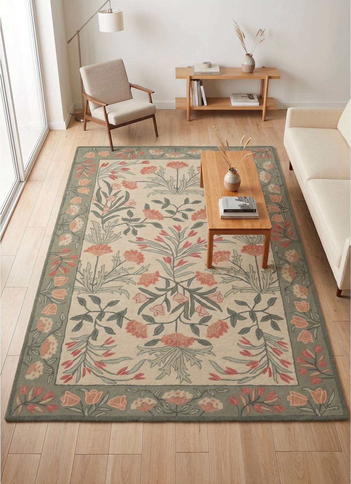 Hand-Tufted Adeline Wool Rug with Traditional Floral Tulip Design