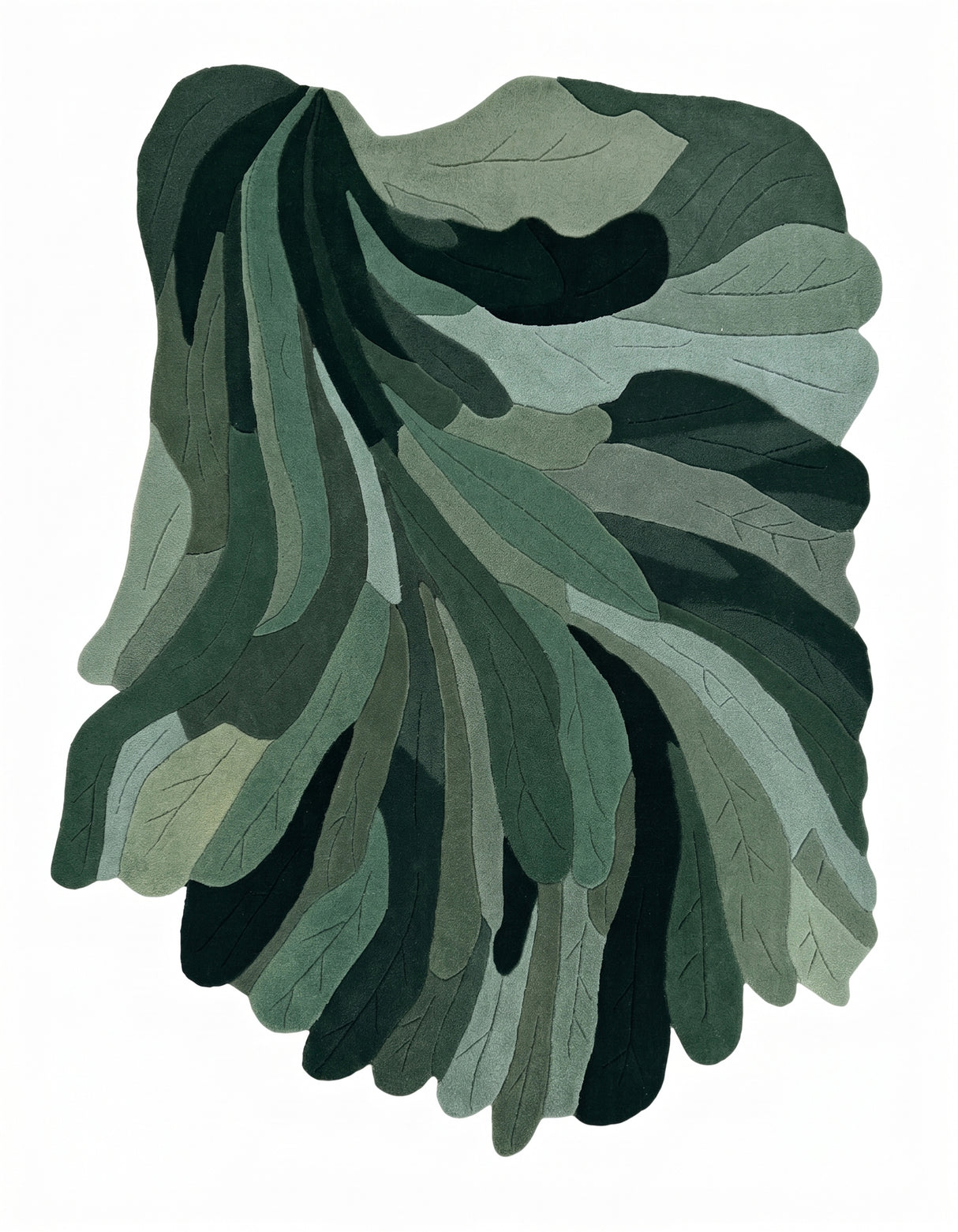 Handmade Irregular Shape Wool Rug | Unique Contemporary Colorful Botanical Design