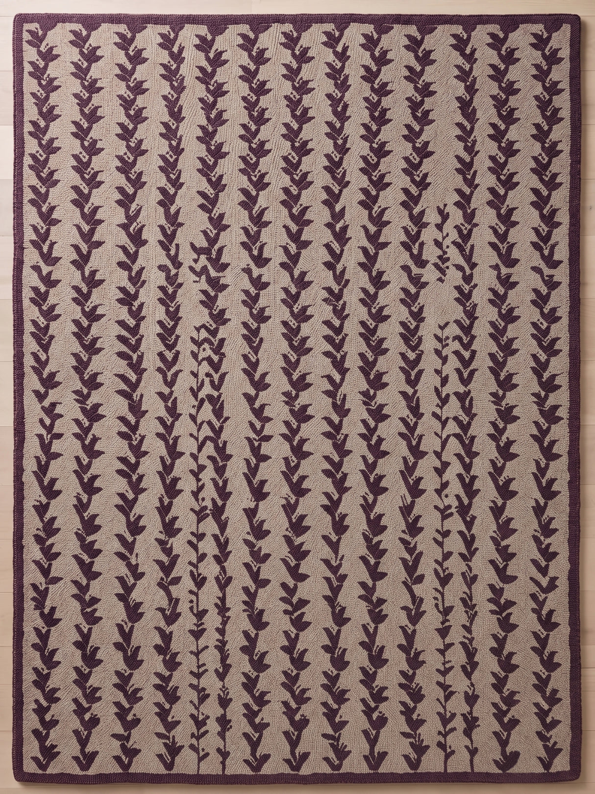 Hand-Tufted Wool Area Rug, Botanical Vine Pattern, Soft Thick Wool Carpet