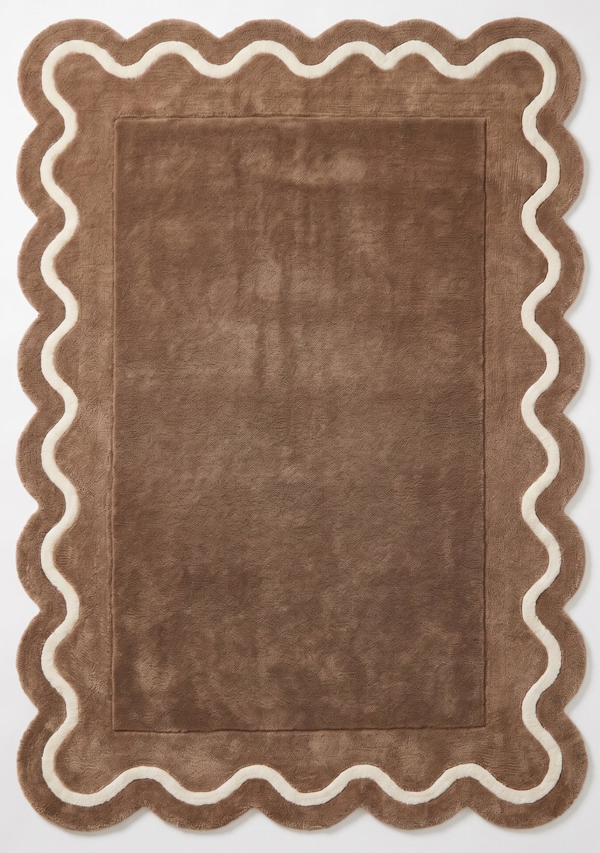 Modern Hand Tufted Wool Rug | Handmade Scalloped Border Carpet