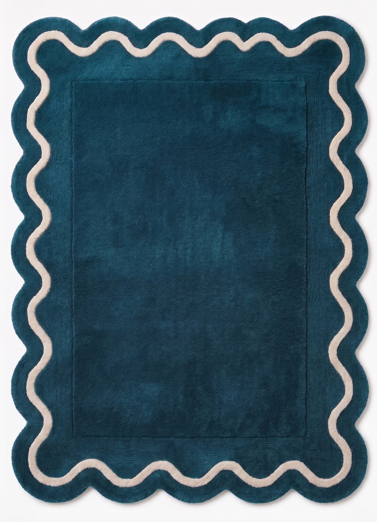 Modern Hand Tufted Wool Rug | Handmade Scalloped Border Carpet