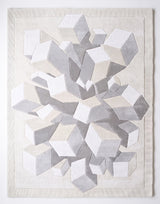 Hand-Tufted Wool Area Rug, 3D Cube Design