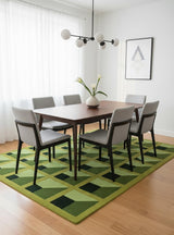 Hand-Tufted Wool Rug – Gustavian Floral Garden Maze in Lush Green Tones