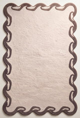 Hand-Tufted Wool Area Rug Scalloped Wave Border,