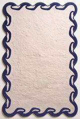 Hand-Tufted Wool Area Rug Scalloped Wave Border,