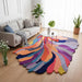 Handmade Irregular Shape Wool Rug | Unique Contemporary Colorful Botanical Design