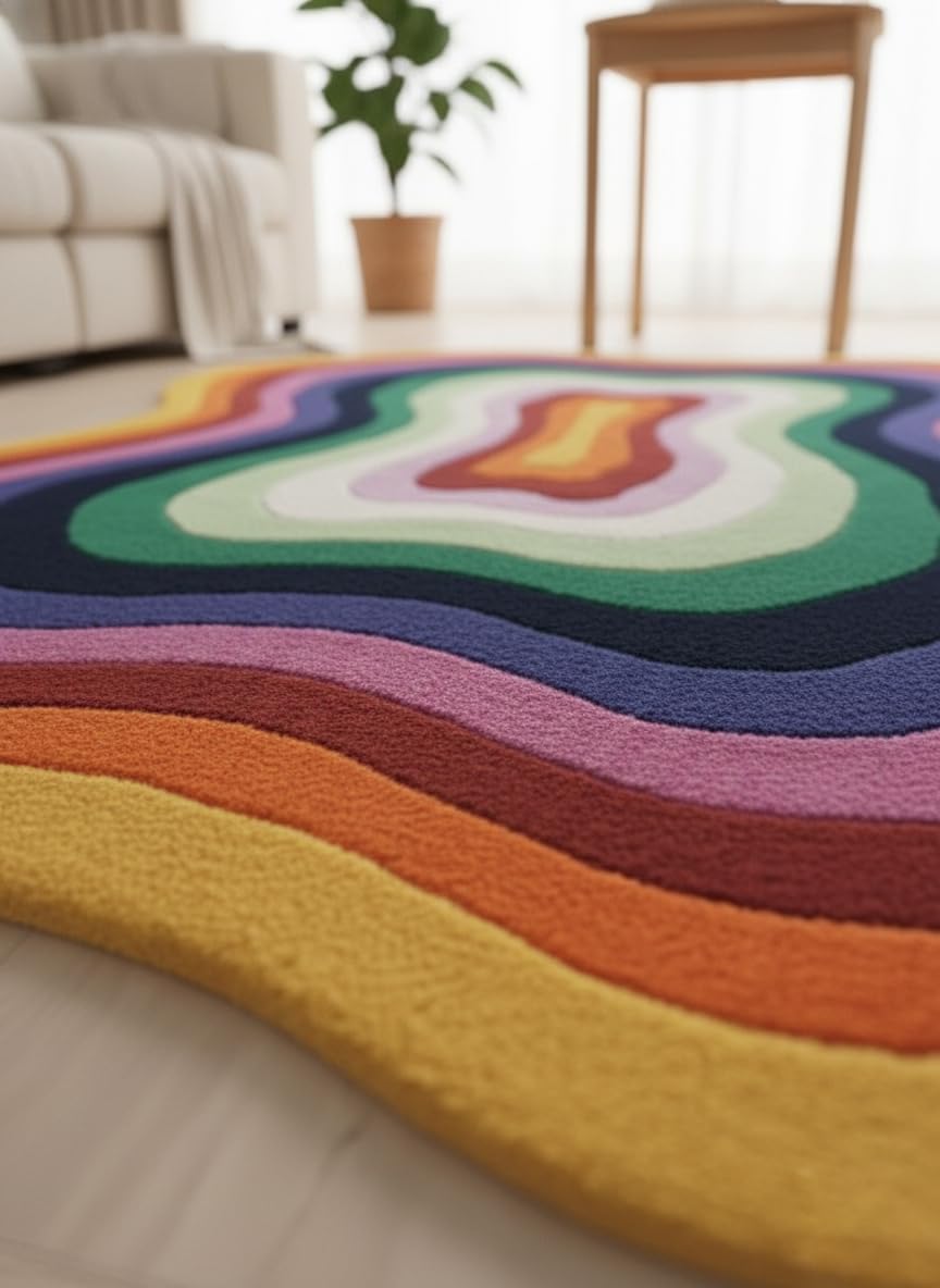 Modern Irregular Shaped Handmade  Premium Wool Area Rug