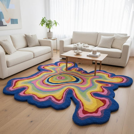 Irregular Shaped Handmade Wool Area Rug