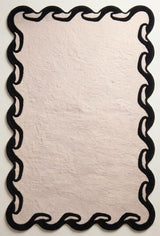 Hand-Tufted Wool Area Rug Scalloped Wave Border,