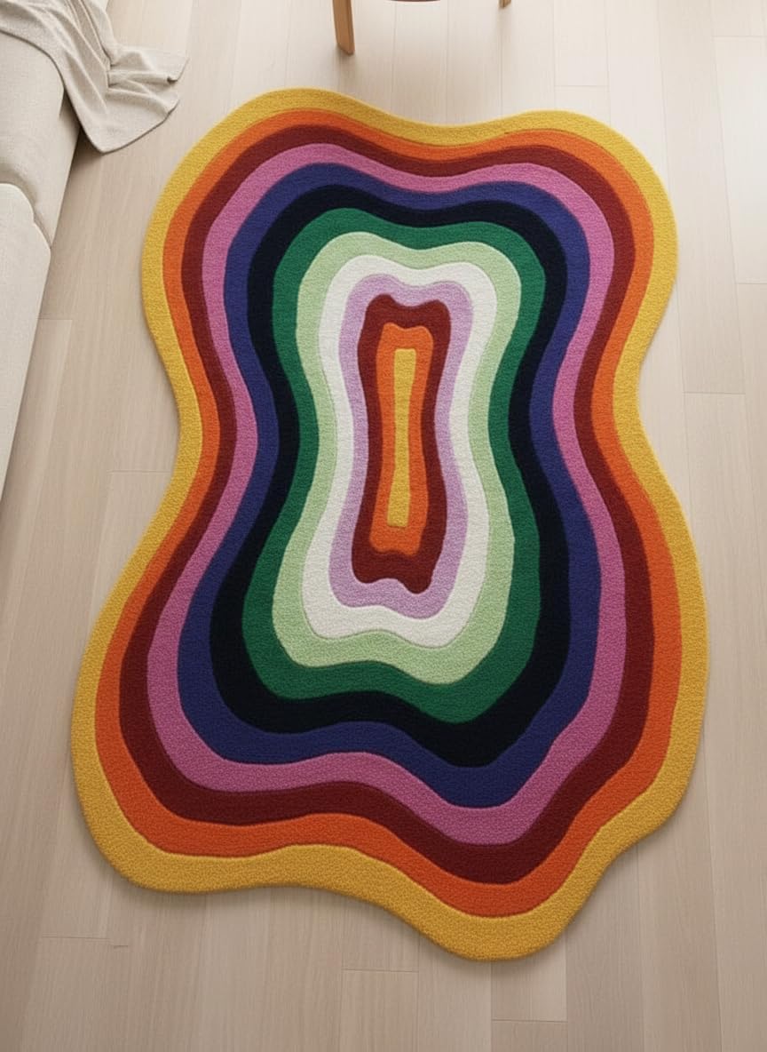Modern Irregular Shaped Handmade  Premium Wool Area Rug