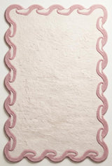 Hand-Tufted Wool Area Rug Scalloped Wave Border,