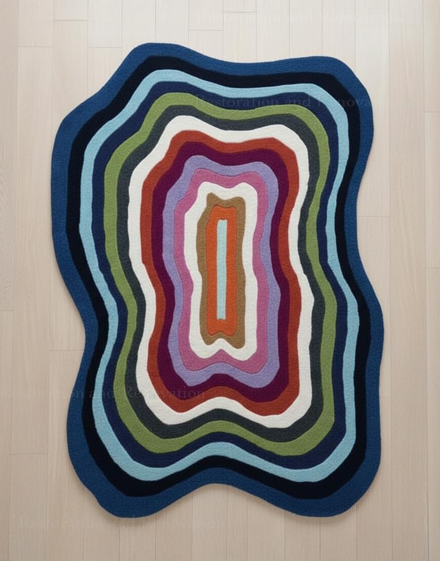 Modern Irregular Shaped Handmade  Premium Wool Area Rug