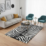 Modern Zebra Print Wool Rug in Black and White