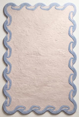Hand-Tufted Wool Area Rug Scalloped Wave Border,