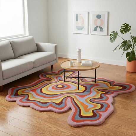 Irregular Shaped Handmade Wool Area Rug