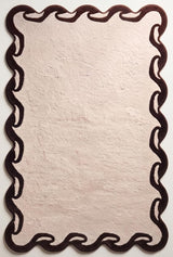 Hand-Tufted Wool Area Rug Scalloped Wave Border,