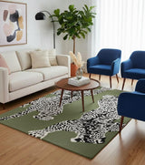 Climbing Jaguar Modern Handmade Wool Area Rug