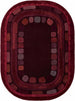 Hand Tufted Wool Rug, Rounded Rectangle Geometric Border Design,