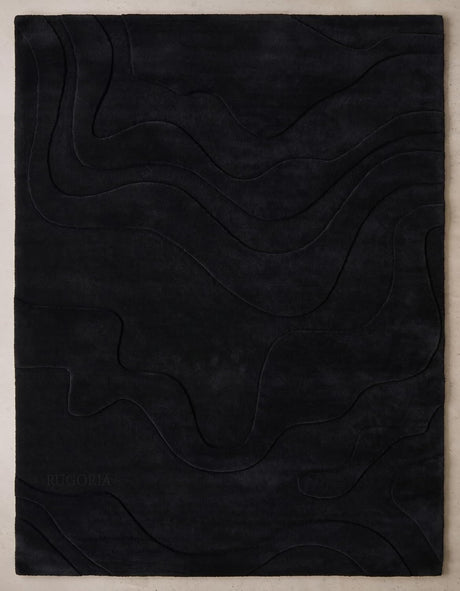 Modern Abstract Hand-Tufted Wool Area Rug Carved High-Low Pattern