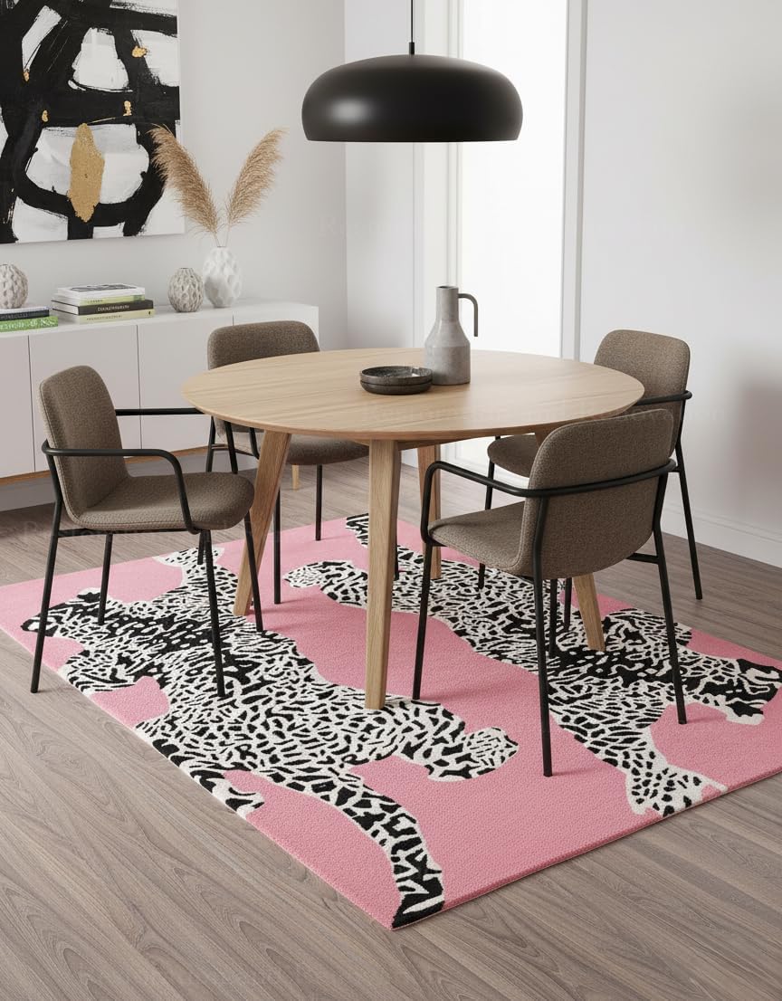 Climbing Jaguar Modern Handmade Wool Area Rug