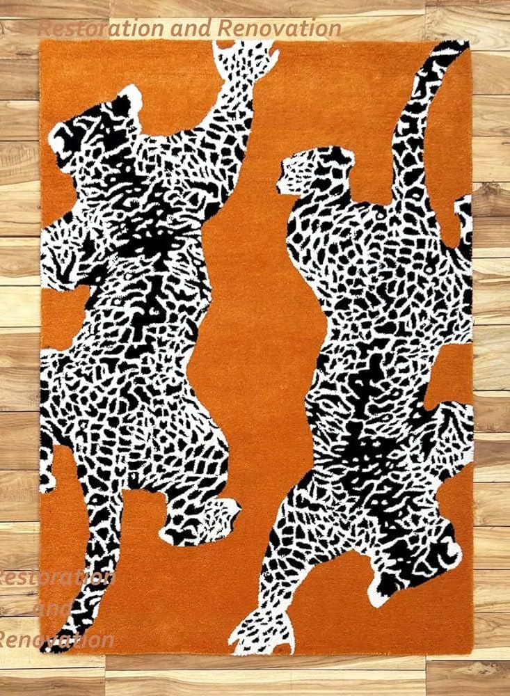 Climbing Jaguar Modern Handmade Wool Area Rug
