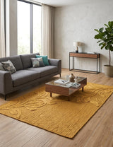 Handwoven Jute Rug with Textured Floral Border Design, Natural Fiber Rug