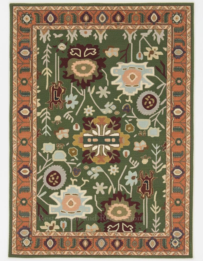Traditional Oushak Wool Rug