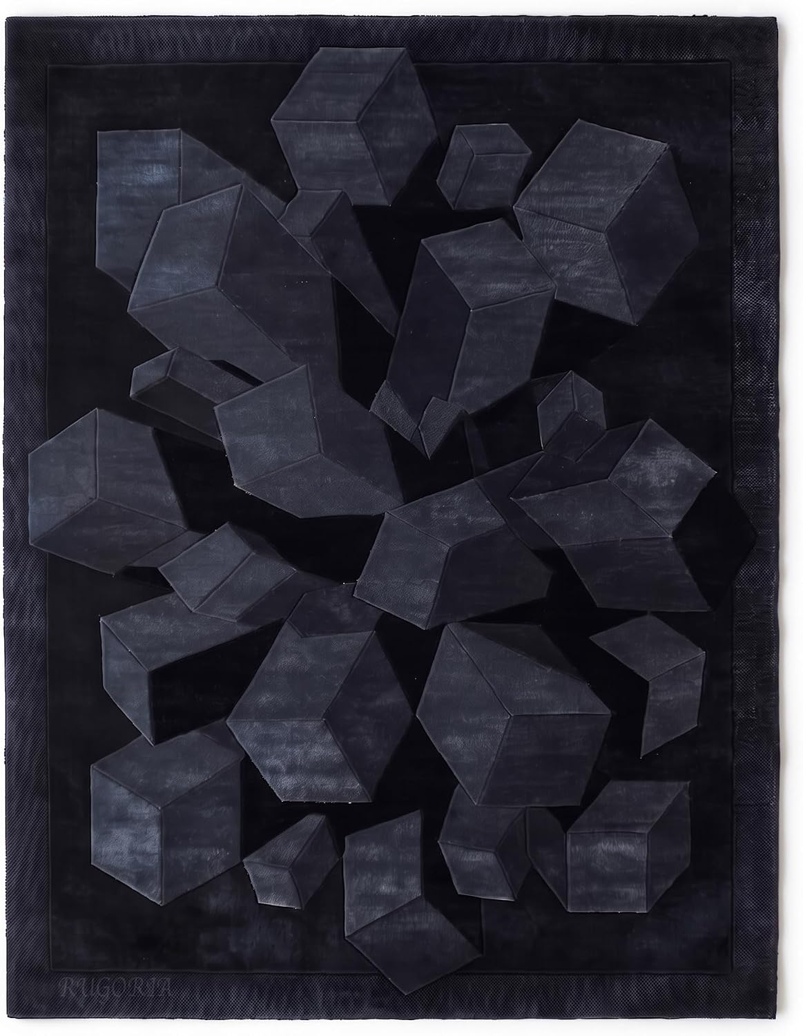 Hand-Tufted Wool Area Rug, 3D Cube Design