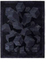 Hand-Tufted Wool Area Rug, 3D Cube Design