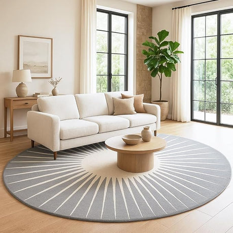 Modern Round Area Rug – Hand-Tufted with 100% New Zealand Wool