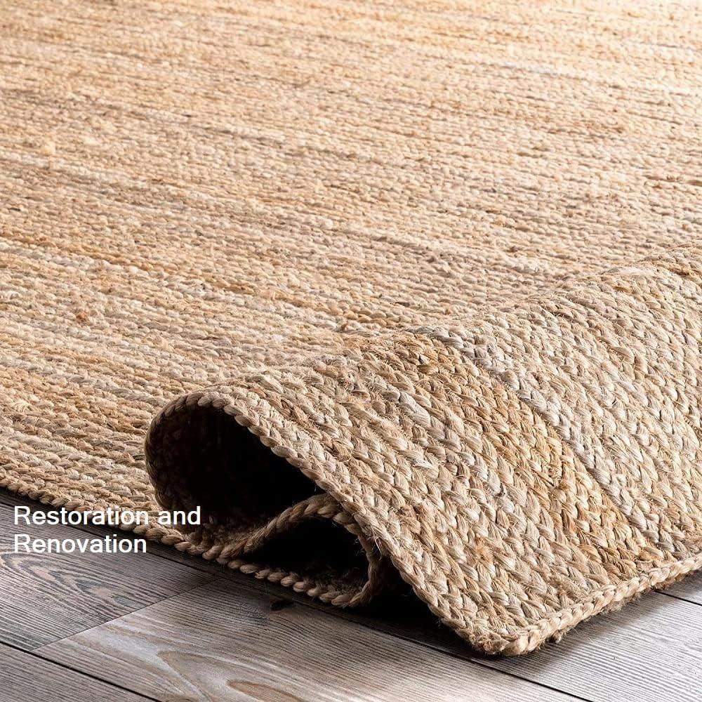 Natural Jute Area Rug – Handwoven with Non-Slip Backing