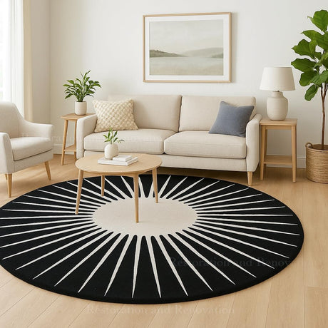 Modern Round Area Rug – Hand-Tufted with 100% New Zealand Wool