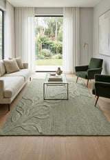 Handwoven Jute Rug with Textured Floral Border Design, Natural Fiber Rug