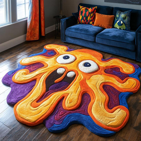 Handmade Wool Monster Rug – Irregular Shape Cartoon Carpet