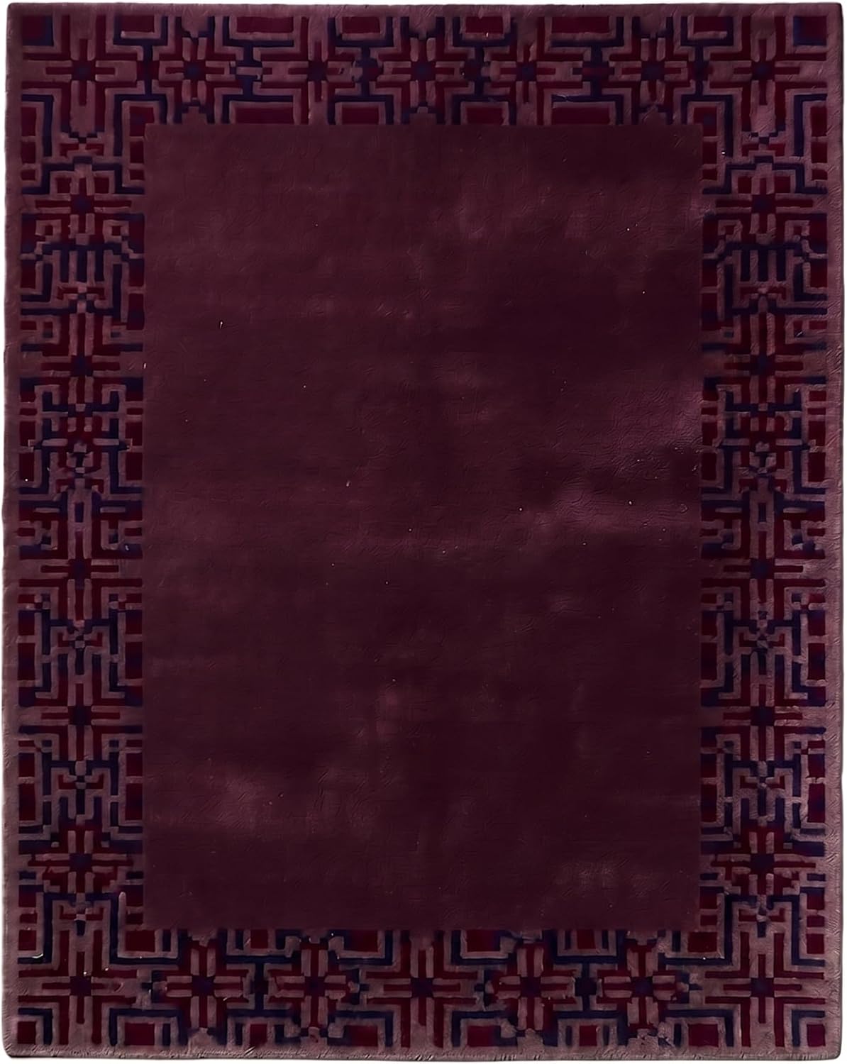 Hand-Tufted Wool Area Rug, Geometric Border,