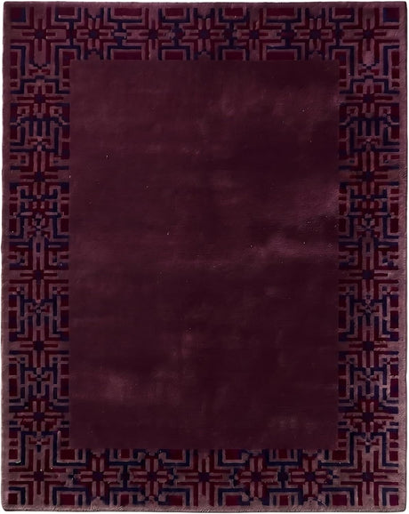 Hand-Tufted Wool Area Rug, Geometric Border,