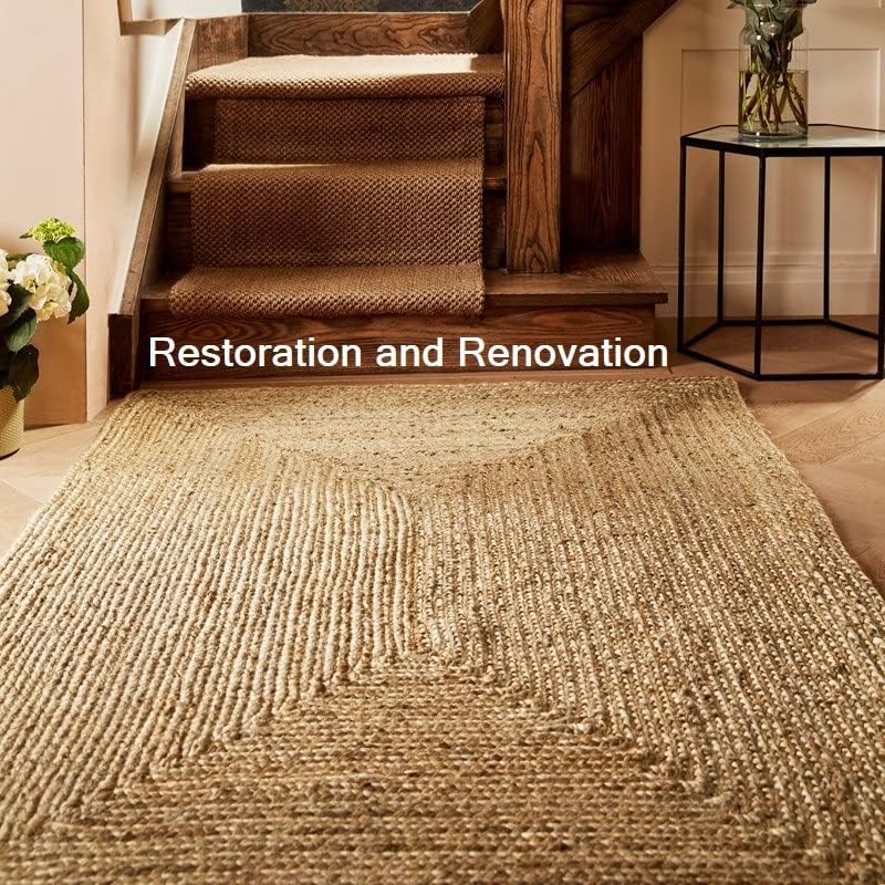 Natural Jute Area Rug – Handwoven with Non-Slip Backing