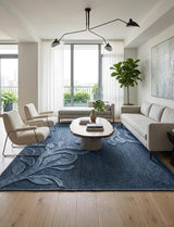 Handwoven Jute Rug with Textured Floral Border Design, Natural Fiber Rug