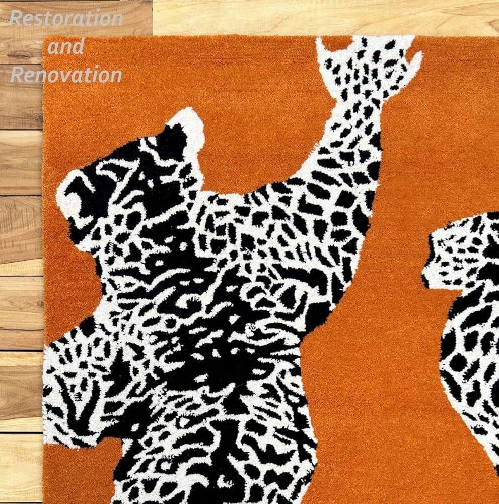Climbing Jaguar Modern Handmade Wool Area Rug