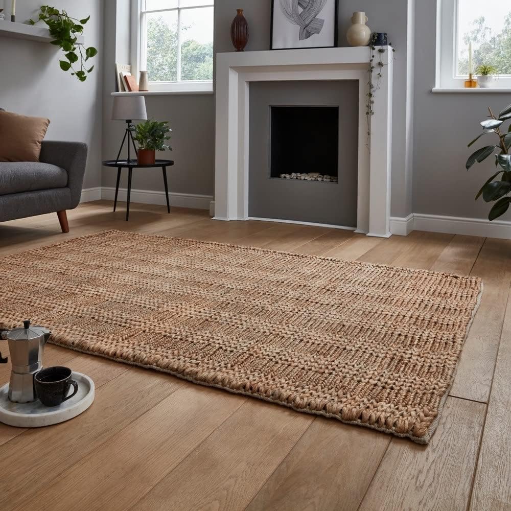 Natural Jute Area Rug – Handwoven with Non-Slip Backing