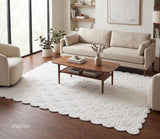 Hand Tufted Wool Rug, Floral Botanical Pattern with Scalloped
