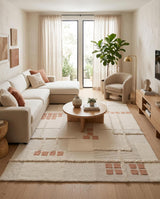 Hand-Tufted Wool Area Rug, Modern Patchwork Geometric Design