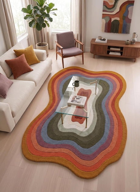 Modern Irregular Shaped Handmade  Premium Wool Area Rug