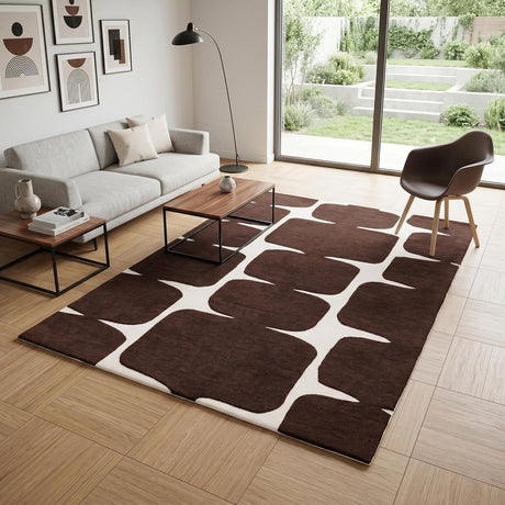 Modern Wool Rug – Hand-Tufted, Soft & Thick | Abstract Geometric Design