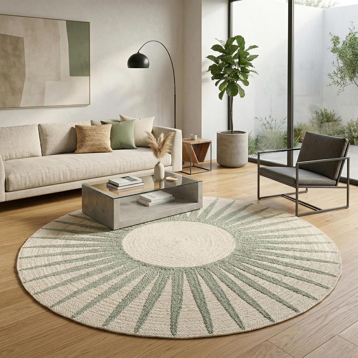 Round Jute Rug – Handwoven Natural Fiber Accent Rug
